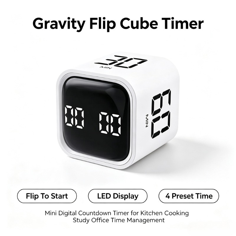 Commercial Kitchen Timer - Портативный гравитационный таймер-куб с LED-дисплеем и