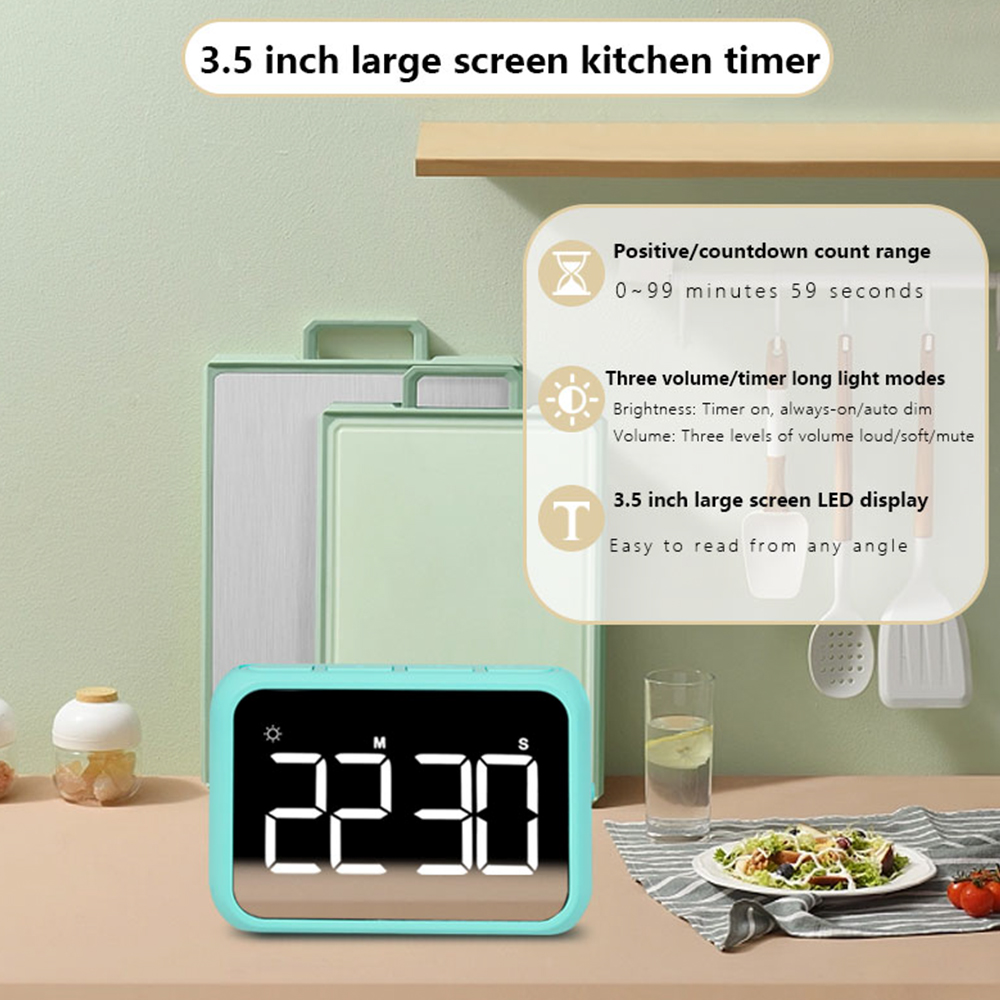 Commercial Kitchen Timer - Современный минималистичный светодиодный таймер на батарейках,
