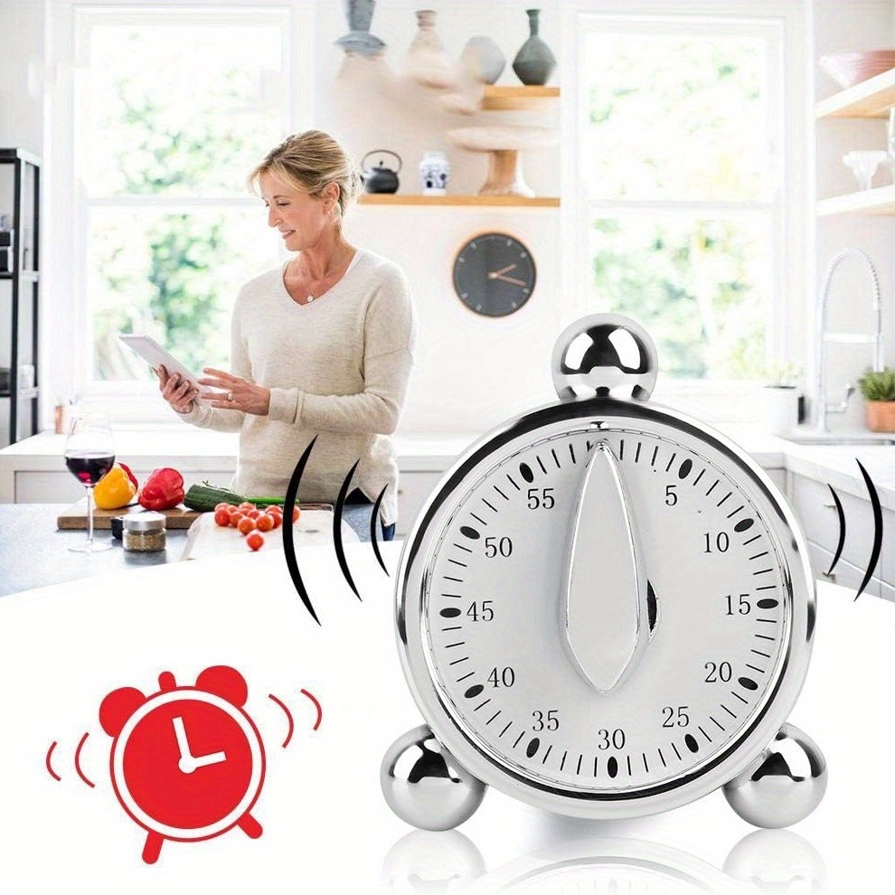 Commercial Kitchen Timer - Видимый механический таймер, 60-минутные часы обратного